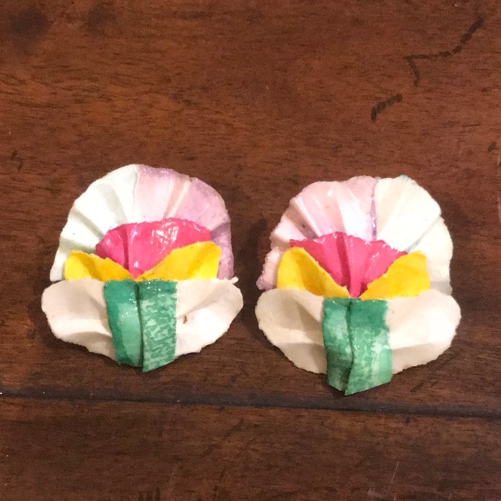 90’s handmade paper art clip earrings